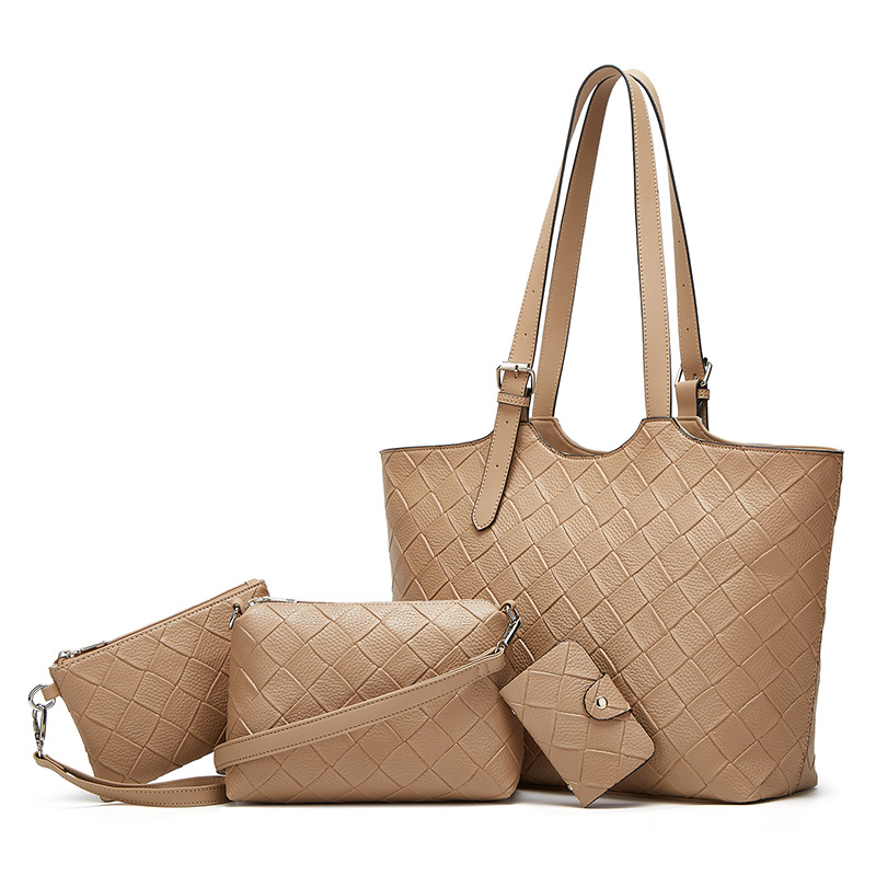 main_4-258 Wholesale Women Fashion Casual Solid Color Large Capacity Tote Bag Three-Piece Bag Set - Image 1