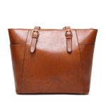 Wholesale Fashion Women Vintage Oil Wax Leather Large Capacity Tote Bag - Image 5