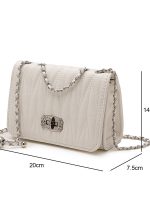 Women Fashion Casual Solid Color Chain Small Square Shoulder Bag - Image 4