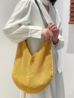 Wholesale Women Fashion Casual Solid Color Large Capacity Woven Shoulder Bag - Image 4