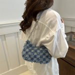 Wholesale Women Fashion Casual Gradient Star Chain Small Square Denim Shoulder Bag - Image 4