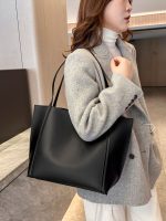 Wholesale Women Fashion Casual Simple Solid Color Large Capacity Tote Bag - Image 4