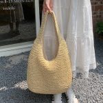 Wholesale Women Fashion Casual Vacation Straw Woven Large Capacity Tote Bag