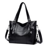 Women Fashion Casual Solid Color Pu Soft Leather Large Capacity Water-Repellent Tote Bag - Image 2