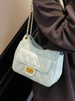 Women Fashion Solid Color Rhomboid Chain Shoulder Bag - Image 5