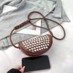Women Fashion Solid Color Rivet Small Square Shoulder Bag - Image 4