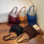Women Fashion Casual Retro Large Capacity Tassel Frosted Shoulder Bag - Image 4