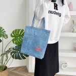 Wholesale Women Fashion Casual Simple Canvas Denim Shoulder Bag - Image 4