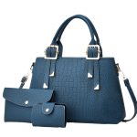 Wholesale Women Fashion Casual Solid Color Stone Pattern Handbag Three-Piece Bag Set - Image 5