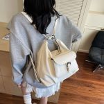 Women Fashion Retro Casual Solid Color Large Capacity Multifunctional Shoulder Bag - Image 4