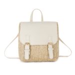 Wholesale Women Fashion Casual Contrast Color Woven Straw Backpack - Image 5