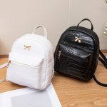 Wholesale Women Fashion Casual Solid Color Crocodile Pattern Mini Backpack - Image 2