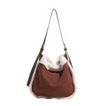 Wholesale Women Fashion Casual Solid Color Frosted Suede Plush Large Capacity Shoulder Bag - Image 4