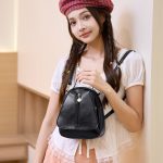 Wholesale Women Fashion Casual Solid Color Oil Wax Leather Backpack - Image 4