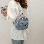 Women Fashion Corduroy Bowknot Printed Mini Backpack - Image 4