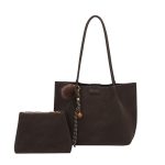 Women Fashion Retro Solid Color Large Capacity Tote Bag Two-Piece Bag Set - Image 5