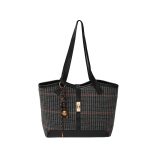 Wholesale Women Fashion Casual Splicing Large Capacity Pendant Woolen Tote Bag - Image 4