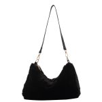 Wholesale Autumn And Winter Women Fashion Casual Solid Color Plush Shoulder Bag - Image 5