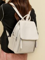 Wholesale Women Solid Color Casual Large Capacity Pu Travel Commuter Backpack - Image 5