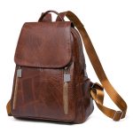 Wholesale Women Simple Large Capacity Fashion Retro Travel Schoolbag Pu Soft Leather Backpack - Image 5