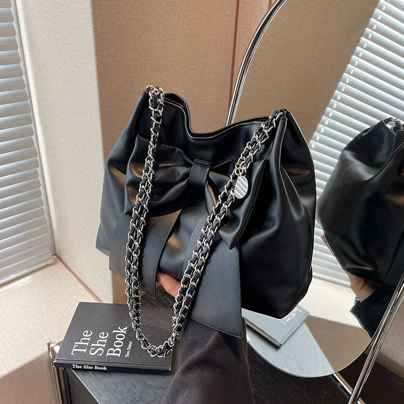 main_4-519 Women Fashion Simple Bow PU Shoulder Bag - Image 1