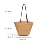 Women Fashion Casual Large Capacity Straw Woven Beach Tote Bag - Image 4
