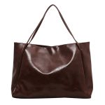 Women Casual Simple Solid Color Large Capacity Soft Leather Tote Bag - Image 4