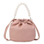 Women Fashion Elegant Solid Color Pearl Bucket Shoulder Bag - Image 4