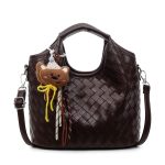 Women Fashion Solid Color Woven Large Capacity Pendant Handbag - Image 5