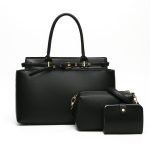 Women Fashion Retro Solid Color Large Capacity Handbag Three-Piece Bag Set - Image 2