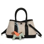 Women Fashion Splicing Pony Pendant Handbag - Image 5