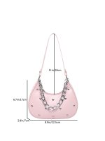 Women Fashion Solid Color Love Rivet Chain Shoulder Bag - Image 5