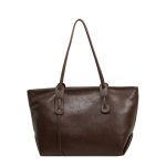 Women Fashion Casual Solid Color Large Capacity Soft Tote Bag - Image 5