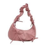 Fashion Design Pleated Solid Color Shoulder Strap Bow Shoulder Bag - Image 5
