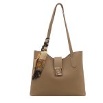 Wholesale Women Fashion Casual Simple Solid Color Silk Scarf Tote Bag - Image 5