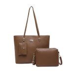Wholesale Women Fashion Simple Solid Color Large Capacity Tote Bag Three-Piece Bag Set - Image 5