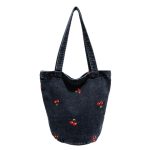 Wholesale Women Fashion Casual Embroidered Large Capacity Canvas Denim Shoulder Bag - Image 5