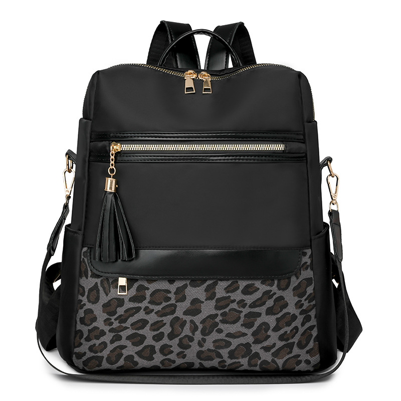 main_4-775 Lightweight Travel Multi-Use Leopard Schoolbag Large Capacity Casual Oxford Cloth Backpack - Image 1