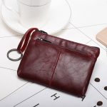 Wholesale Women Vintage Zipper Genuine Leather Design Solid Color Wallet