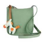 Women Simple Solid Color Leather Pony Pendant Square Zipper Crossbody Bag - Image 3