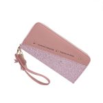 Zipper Stitching Contrast Color Tassel Rivet Purse