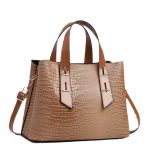 Women Fashion Casual Solid Color Crocodile Pattern Large Capacity Handbag
