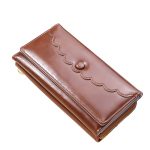 Wholesale Women Fashion Retro Lace Button Oil Wax Leather Long Coin Purse - Image 5