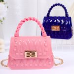 Women Fashion Leaf Pattern Mini Flap Lock Chain Crossbody Jelly Bag - Image 4