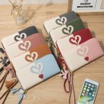 Wholesale Women Fashion Color Block Heart Stitching Tassel Zipper Long Purses - Image 2