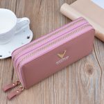 Women Fashion Simple Litchi Pattern Double Zipper Long Purses - Image 4