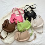 Women Fashion Solid Color Semi-Round Coin Purse Pendant Shoulder Bag - Image 4