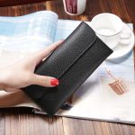 Wholesale Women Long Large Capacity Solid Color Litchi Pattern Wallet Purse - Image 4