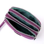 Women Fashion Solid Color Frosted Three-Layer Zipper Storage Purses - Image 4