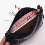 Women Simple Solid Color Stone Pattern Zipper Long Purses - Image 4